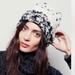 Free People Accessories | Free People Black Combo Limitless Cuff Beanie Knut Hat Cap Boho Chic Hippie Nwot | Color: Black/Cream | Size: Medium