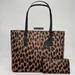 Kate Spade Bags | Kate Spade Spotted Animal Leopard Print Medium Tote & Large Slim Bifold Wallet | Color: Black/Brown | Size: 11.35" W X 8.2" H X 3.2" D