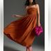 Anthropologie Dresses | Anthropologie The Lorelei Ruched-Bodice Midi Dress | Color: Brown/Orange | Size: Xs