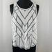 Free People Tops | Free People White Geometric Design, Split Open Back, Tank Top | Color: White | Size: M