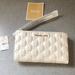 Michael Kors Bags | Michael Kors Double Zip Quilted Optic White Mk Logo Leather Wristlet Nwt | Color: Gold/White | Size: Os