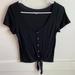 American Eagle Outfitters Tops | American Eagle Black Button Up & Tie Front Short Sleeve Blouse | Color: Black | Size: S