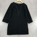 J. Crew Tops | J Crew Shirt Womens Medium Black Split V Neck Tunic 3/4 Sleeve Crochet Casual | Color: Black | Size: M