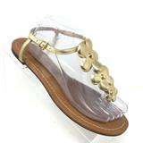 Kate Spade Shoes | Kate Spade Sandal Gold Leather Floral Flowers Flat Toe Post Womens Size 9.5 M | Color: Gold | Size: 9.5