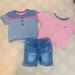 Polo By Ralph Lauren Matching Sets | 2 For $20 | Baby Boy Striped T-Shirt Jean Short Outfit Bundle (1 Year) | Color: Blue/Red | Size: 12-18mb