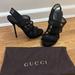 Gucci Shoes | Gucci Black Suede/Mesh ‘Bette’ Sandal (5” Heel) | Color: Black | Size: 37