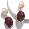 Anthropologie Jewelry | Anthropologie Gold Plated Burgundy Wine Red Cream Druzy Crystal Drop Ear | Color: Gold/Red | Size: Os