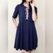 Anthropologie Dresses | Anthropologie Maeve Lace-Up Scoop Neck Fit & Flare Dress W/Pockets | Color: Blue/Purple | Size: Xs