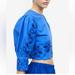 Zara Tops | H&M Embroidered Crop Top | Color: Blue | Size: S