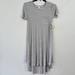 Lularoe Dresses | Lularoe Womens Dress Midi Size Xxs Gray Stripe Classic Short Sleeve Casual Scoop | Color: Blue/Gray | Size: Xxs