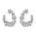 Anthropologie Jewelry | Anthropologie White Gold Plated Crystal Cluster Big Hoop Crescent Earrin | Color: Silver | Size: Os