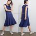 Anthropologie Dresses | Anthropologie Midi Dress Navy Pullover Flounced Hem Size S Nwt | Color: Black/Blue | Size: S