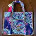 Lilly Pulitzer Bags | Lilly Pulitzer Sunbathers Foldable Beach Tote Bag | Color: Blue/Pink | Size: Os