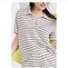 Anthropologie Tops | Anthropologie T.La Striped Polo Lounge Shirt Tee Boxy Size Small | Color: Black/Cream | Size: S