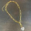 Madewell Jewelry | Madewell Heart Pendant Chain Link Necklace | Color: Gold/White | Size: Os