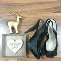 Disney Shoes | Disney Glass Slipper Collection Glitter Bow Sling Back Heels Size 7 | Color: Black | Size: 8