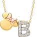 Disney Jewelry | Disney Minnie Mouse Gold Plated Cz Initial Pendant Necklace, Letter B | Color: Gold | Size: Os