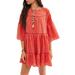 Free People Dresses | Free People Dress Lola Embroidered Red Sz M New Nwt N158 | Color: Red | Size: M