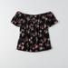 American Eagle Outfitters Tops | American Eagle Floral Off The Should Top | Color: Black | Size: M