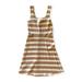 American Eagle Outfitters Dresses | American Eagle Midi Dress Women S Long Brown Striped Sleeveless Fit & Flare Nwt | Color: Tan/White | Size: S