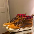 Vans Shoes | Brown Suede Leather High Top Vans W/ Plaid Top | Sk8-Hi Mte-1 Shoes | Color: Brown/Red | Size: 9.5