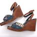 Coach Shoes | Coach Lynda Denim Leather Wedge Sandals Womens Sz 8 | Color: Blue/Brown | Size: 8