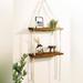 Urban Outfitters Wall Decor | Boho Hanging Wall Shelf 2 Tier Macrame Floating Shelves | Color: Brown/White | Size: Os