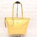 Coach Bags | Coach Womens Stripe Tote Handbag Purse Small-Medium Yellow Stitch Patent Leather | Color: Yellow | Size: Small-Medium