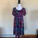 Lularoe Dresses | Medium Feather Pattern Lularoe Carly Dress | Color: Black/Purple | Size: S