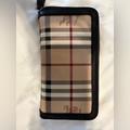 Burberry Bags | Burberry Check And Leather Ziparound Wallet | Color: Tan | Size: Os