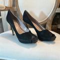Nine West Shoes | Nine West Black Suede Platform Peep Toe Stiletto High Heel Pump Size 9.5 | Color: Black | Size: 9.5