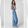 Free People Pants & Jumpsuits | Free People We The Free Love Bite Ruffles Cute Cutouts Denim Jumpsuit | Color: Blue | Size: M