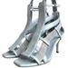 Gucci Shoes | Gucci Daryl Grey Leather Gladiator Cage Ankle Strap Mid Heel Sandals, Size 36 | Color: Gray | Size: 36eu