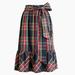 J. Crew Skirts | Jcrew Plaid Skirt With Bow Tie Belt And Ruffle Christmas Plaid Size 8 | Color: Black/Red | Size: 8