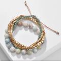 Anthropologie Jewelry | 2/$45 Anthro Green Amazonite Adjustable Beaded Bracelet | Color: Gold/Green | Size: Adjustable
