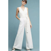 Anthropologie Pants & Jumpsuits | Anthropologie Chino Scalloped White Denim Jumpsuit Size 12 | Color: White | Size: 12