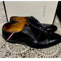 Gucci Shoes | Gucci Men's Perforated Black Leather Stripe Logo Oxford Shoes N1154 Size 11 Box | Color: Black/Red | Size: 11