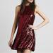 Free People Dresses | Free People Liquid Shine Sequin Sleeveless Swing Mini Dress Ruby Red Size M | Color: Red | Size: M