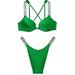 Victoria's Secret Swim | 38c Victoria Secret Swim Shine Strap Bombshell Push-Up Set Brazilian Bottom M L | Color: Green/Silver | Size: Various