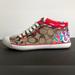 Coach Shoes | Coach High Top Logo Sneakers In Street-Savvy Appeal Size 7.5 | Color: Brown/Red | Size: 7.5