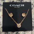 Coach Jewelry | Coach Open Circle Necklace And Tea Rose Stud Earrings Set | Color: Gold | Size: Os