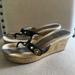 Coach Shoes | Coach Women’s Fauna Metallic Patent Leather Slip On Platform Sandals Size 7.5 | Color: Brown/Gold | Size: 7.5