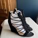 Jessica Simpson Shoes | Jessica Simpson Black High Wedge Heels, Zip Back. | Color: Black | Size: 9.5