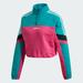 Adidas Tops | Adidas Sz S Small Retro Cropped Pullover Sweatshirt Women's Half Zip Long Sleeve | Color: Blue/Pink | Size: S