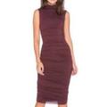 Anthropologie Dresses | Anthropologie Bailey44 Midi Dress, Ruched Mock Neck, Burgundy Wine Maroon Dress | Color: Purple/Red | Size: S