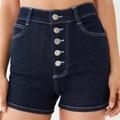 Urban Outfitters Shorts | Bdg Urban Outfitters Dallas High Rise Button Fly Contrast Stitch Denim Shorts | Color: Blue | Size: 30