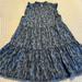 Anthropologie Dresses | Blue Cheetah Anthropologie A-Line Dress With High Neck And Ruffle Sleeves. | Color: Blue | Size: S