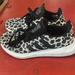 Adidas Shoes | Addias Printed Tennis Shoes Size 8 Womens Black And White, Has Broken Eye | Color: Black/White | Size: 8
