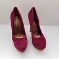 Jessica Simpson Shoes | Jessica Simpson Waleo Platform Pumps Size 8.5b Rasberry Suede Heels Pumps | Color: Pink/Red | Size: 8.5