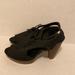 Madewell Shoes | Madewell 937 Black Chunky Canvas Peep Toe Sandals 8 Black Tan Lace-Up Slingback | Color: Black/Tan | Size: 8